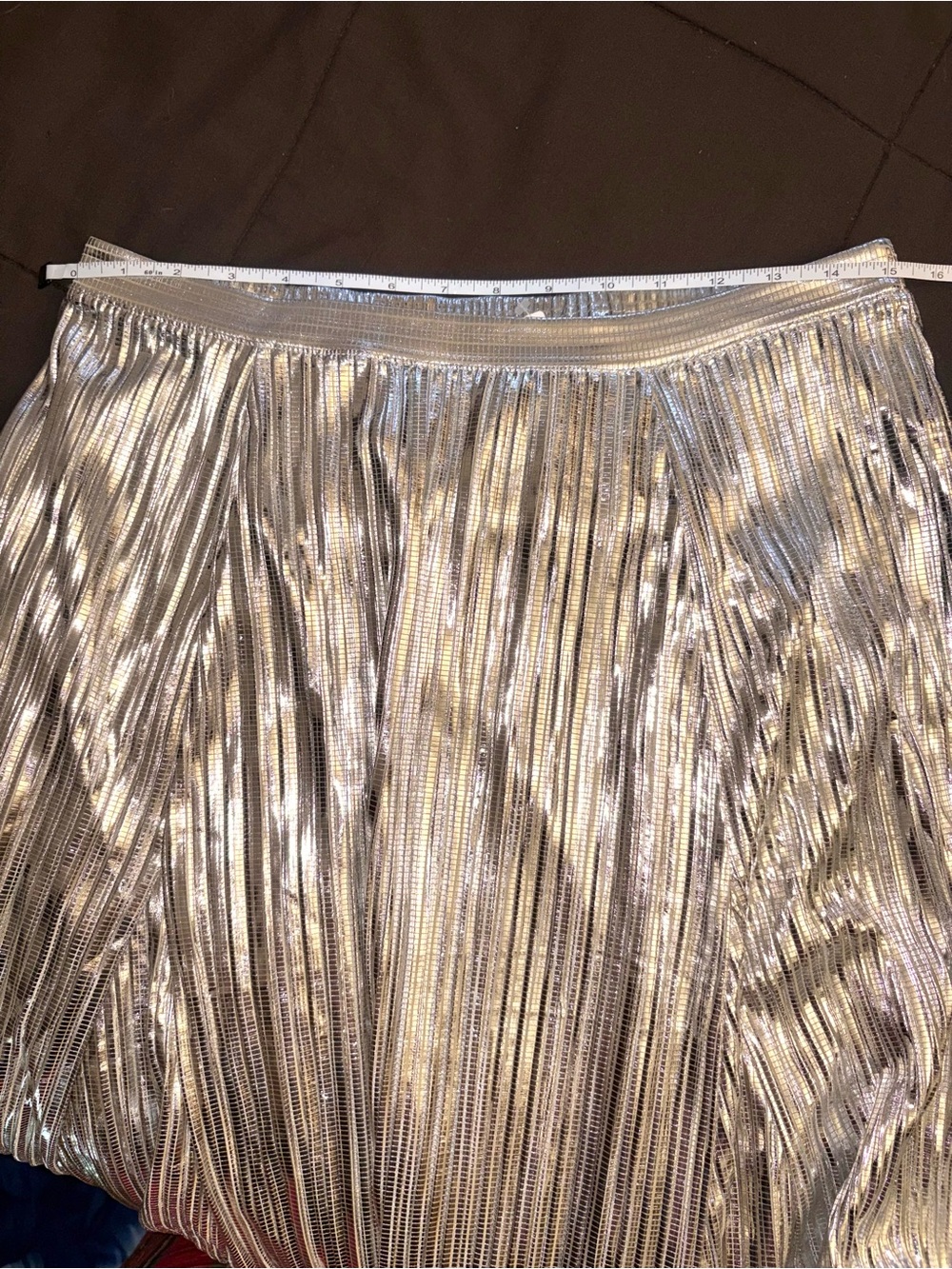 Anthropologie Metallic Pleated Maxi Skirt in Silver size Medium - Picture 8 of 15